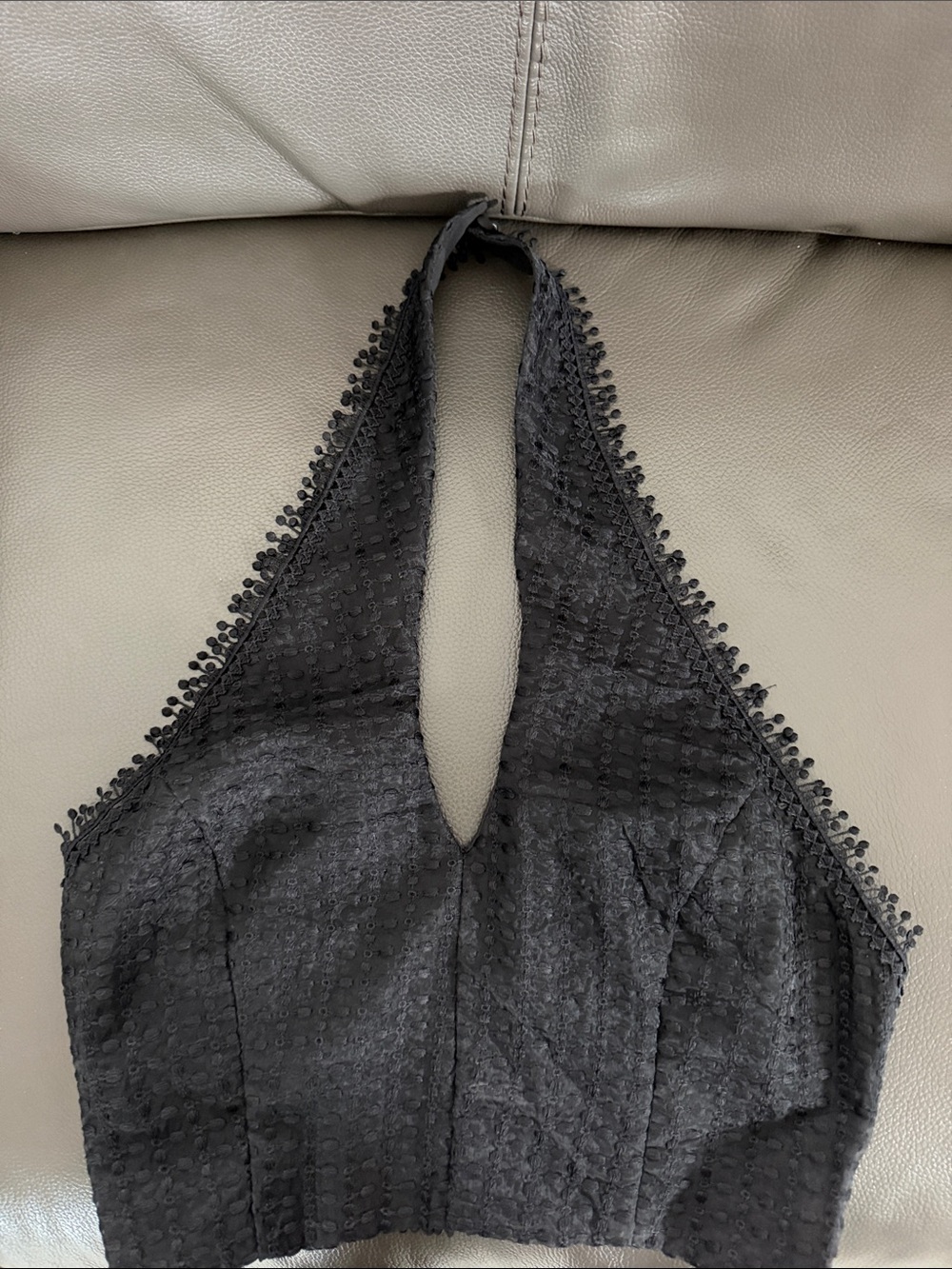 Black Lace-Trim Halter Bralette - Women Intimates